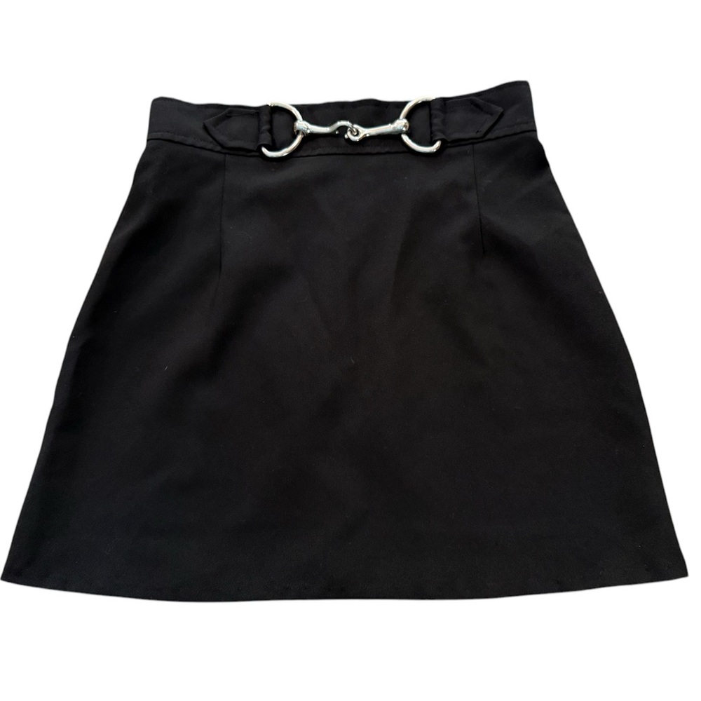 Spring Street Y2K Black Mini Skirt w/ Silver Horsebit Detail | 90s Vibes